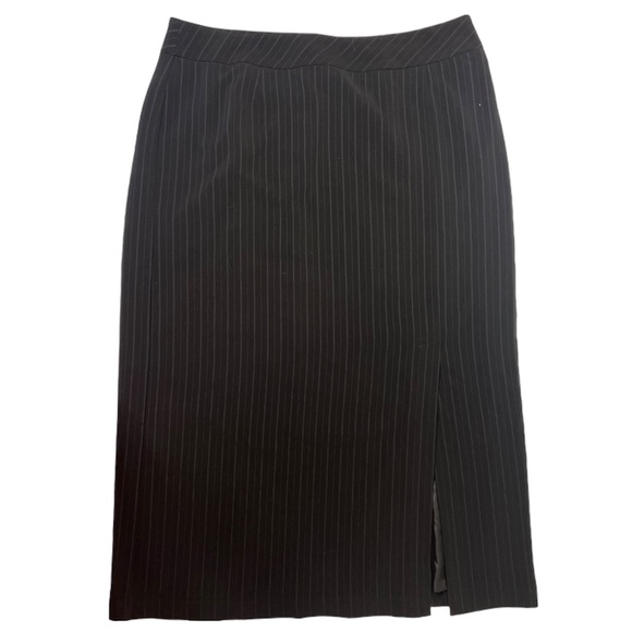 Classic Pinstripe Black Long Pencil Skirt - Picture 6 of 6